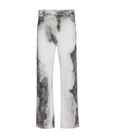 Balmain Regular-fit Denim Jeans With Moon Print In Gray