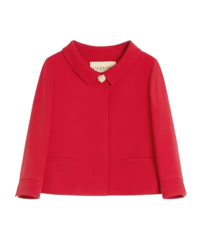 Valentino Couture Crepe Jacket Jeweled Buttons In Red