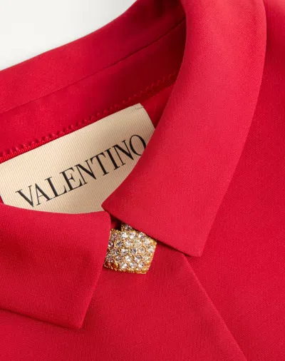 Valentino Couture Crepe Jacket Jeweled Buttons In Red