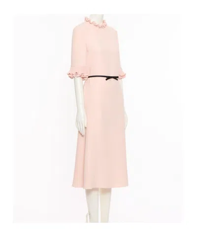 Valentino Cady Dress With Bow Detail And Ruffles In Pink