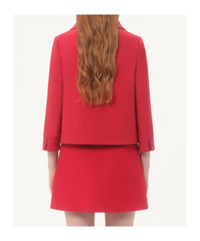 Valentino Couture Crepe Jacket Jeweled Buttons In Red