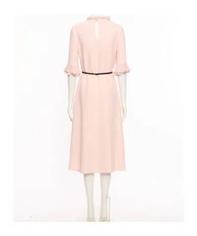 Valentino Cady Dress With Bow Detail And Ruffles In Pink