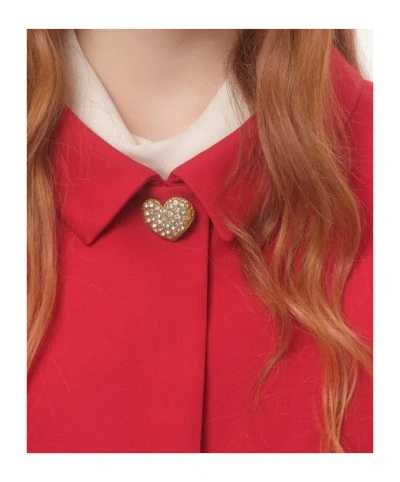Valentino Couture Crepe Jacket Jeweled Buttons In Red