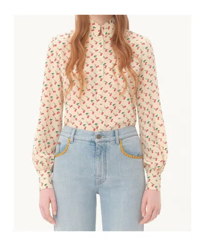 Valentino Camicia In Crepe Stampata  Donna In Neutral