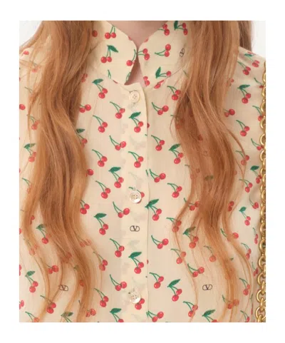 Valentino Camicia In Crepe Stampata  Donna In Neutral
