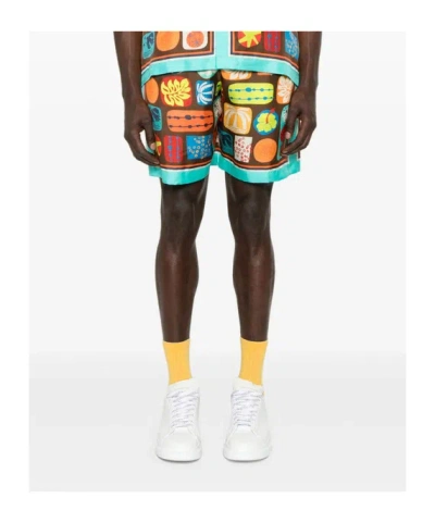 Dsquared2 Summer Lovers Silk Bermuda Shorts In Multi