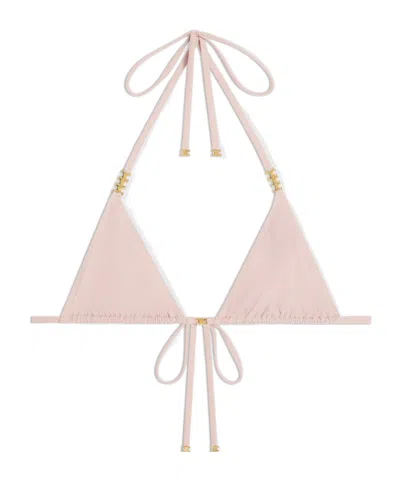 Celine Triomphe Triangular Bikini Top In Shell Rose