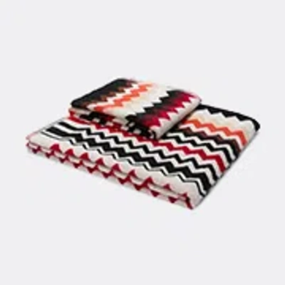 Missoni Red Multicolor Zigzag-pattern Cotton-terry Towels Set Of Two In Multicolor