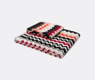 Missoni Red Multicolor Zigzag-pattern Cotton-terry Towels Set Of Two In Multicolor