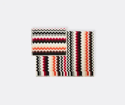 Missoni Red Multicolor Zigzag-pattern Cotton-terry Towels Set Of Two In Multicolor