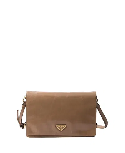 Prada Medium Leather Shoulder Bag In Brown