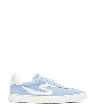 Stuart Weitzman Low Top Runaround Sneakers With Suede Finish In Blue