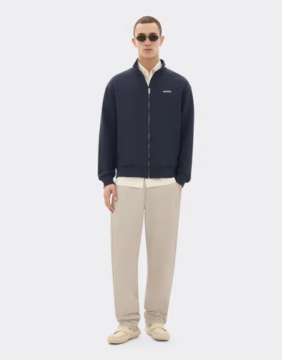 Ferrari Sweater In Technical Fabric With Zip In Navy
