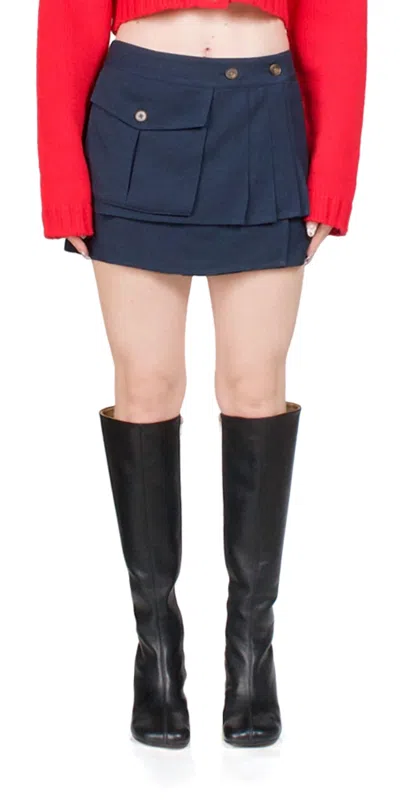 Ciao Lucia Oskar Twill Mini Skirt In Navy In Blue