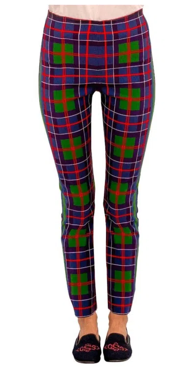 Gretchen Scott Gripeless Pull On Pants In Blue/green Plaid In Multi