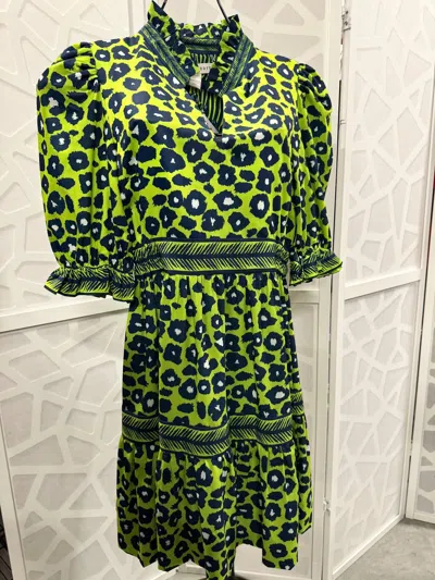 Gretchen Scott Teardrop Dress In Lime Navy In Multi