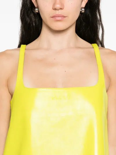 Gucci Leather Strap Dress In Yellow