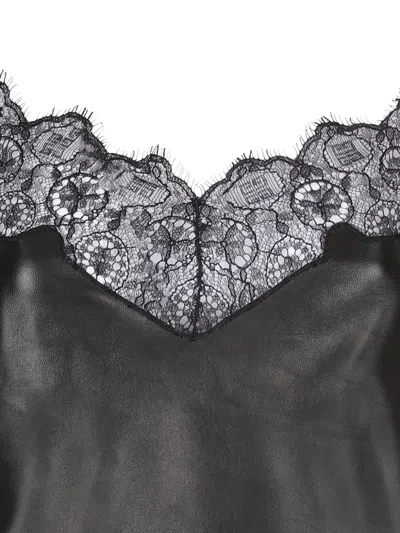 Givenchy Black Lace Trim Leather Midi Dress