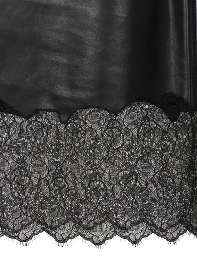 Givenchy Black Lace Trim Leather Midi Dress