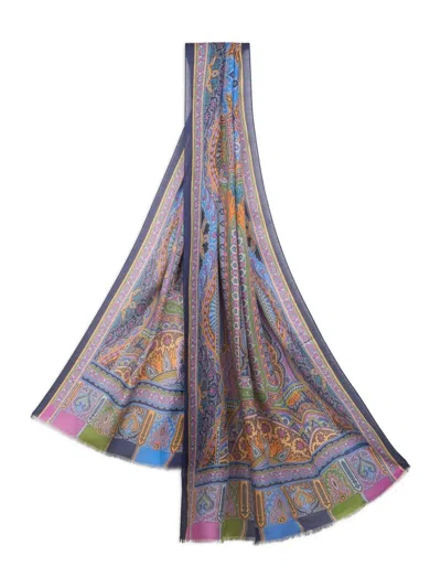 Etro Patterned Scarf In Blue