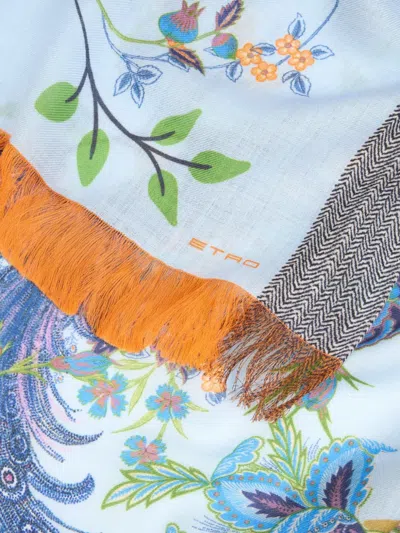 孔雀印花羊毛围巾