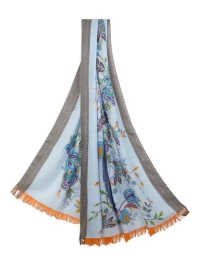 孔雀印花羊毛围巾