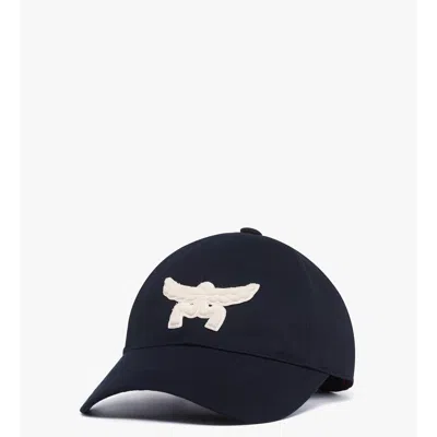 Mcm Essential Logo Cap In Cotton Twill In Dark Navy