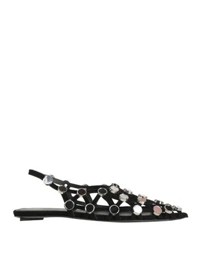 Attico 10mm Grid Suede Ballerina Flats In Black