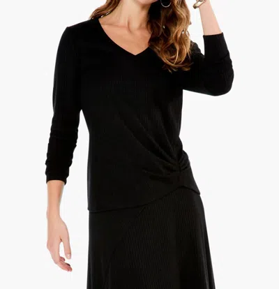 Nic + Zoe Cozy Long Sleeve Ribbed Top In Black