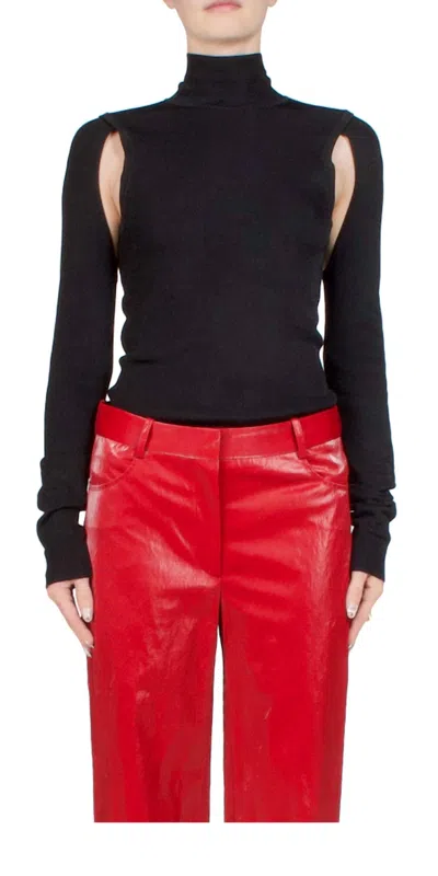 Helmut Lang Air Cut-out Turtleneck Jumper In Black