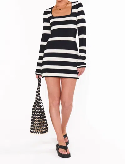 Show Me Your Mumu Erika Stripe Mini Dress In Black/white In Multi