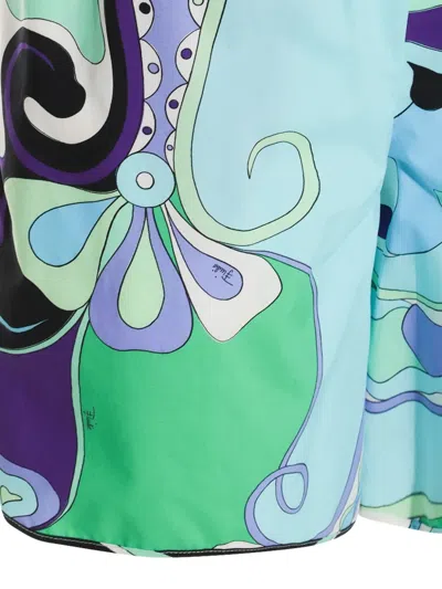 Pucci Abstract Design Cotton Shorts With Elastic Waistband In Multi