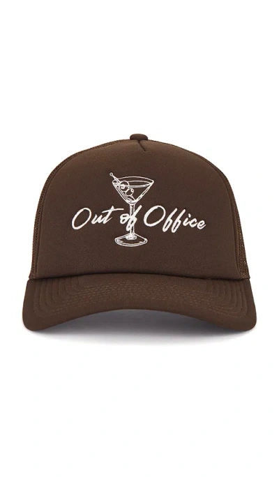 Brixton Out Of Office Netplus Trucker Hat In Chocolate