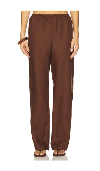 Donni X Revolve The Linen Simple Pant In Chocolate