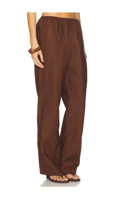 Donni X Revolve The Linen Simple Pant In Chocolate