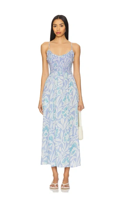 Free People Sweet Nothings Floral Print Sleeveless Maxi Sundress In Blue