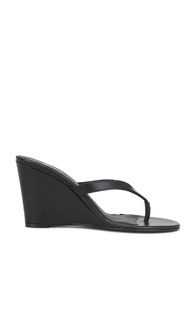 Gia Borghini X The Grandquist Leather Wedge Sandals In Black