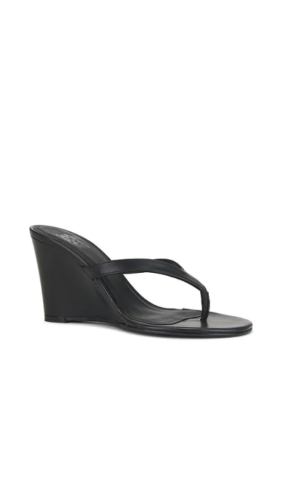 Gia Borghini X The Grandquist Leather Wedge Sandals In Black