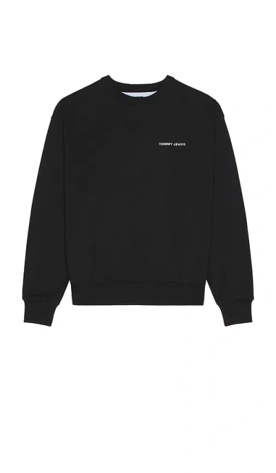 Tommy Jeans Varsity Crest Crew Sweatshirt In Black