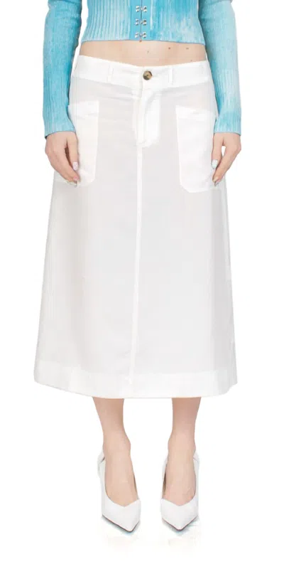 Ciao Lucia Dino Midi Skirt In White In White