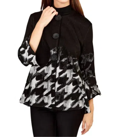 Frank Lyman Houndstooth Knit Jacket In Black/gray In Multi