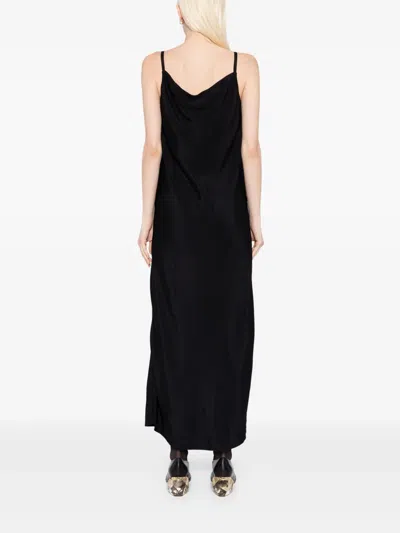 Recto Black Drapery Neckline Slip Midi Dress