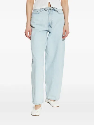 Samsoe & Samsoe Drawstring Cotton Jeans In Blue