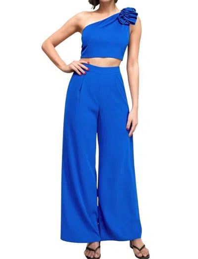 Milk & Honey Katrina One Shoulder Top & Pants Set In Royal Blue In Blue