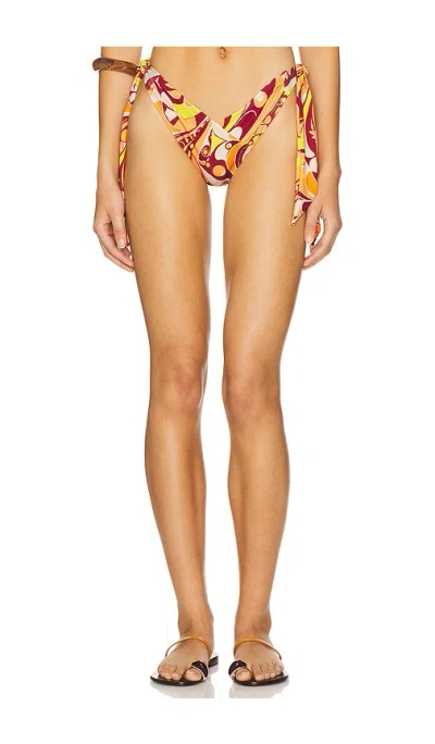Free People X Free-est Printed Renee Tie Side Bikini Bottom In Orange Combo