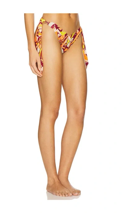 Free People X Free-est Printed Renee Tie Side Bikini Bottom In Orange Combo