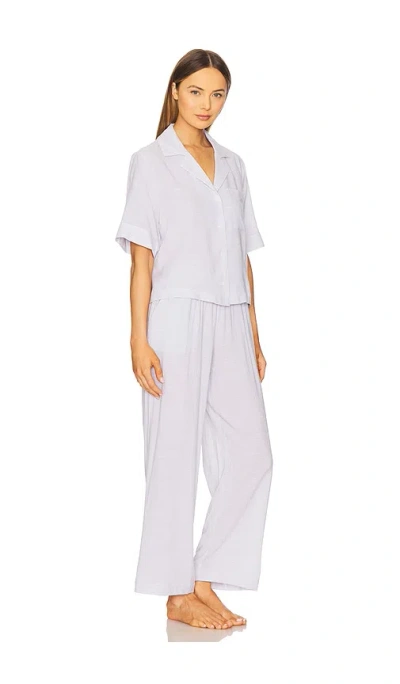 Eberjey Nautico Relaxed Short Sleeve Pant Pj Set In White & Peppercorn