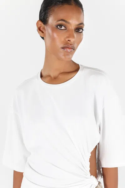 Roberto Cavalli T-shirt Mit Wall-print Und Knoten In White