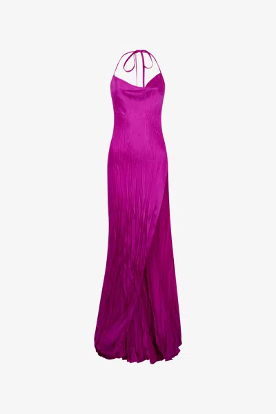 Roberto Cavalli Langes Kleid Aus Knitterseide In Fuchsia