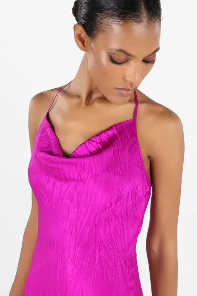 Roberto Cavalli Langes Kleid Aus Knitterseide In Fuchsia